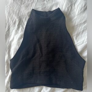 Cropped black tweed like top from Zara.